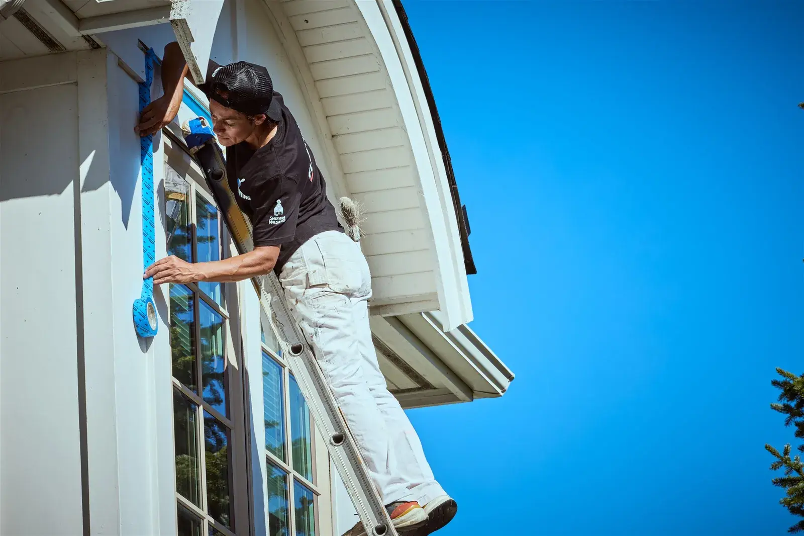 Detailed exterior trim painting work on Victoria heritage home