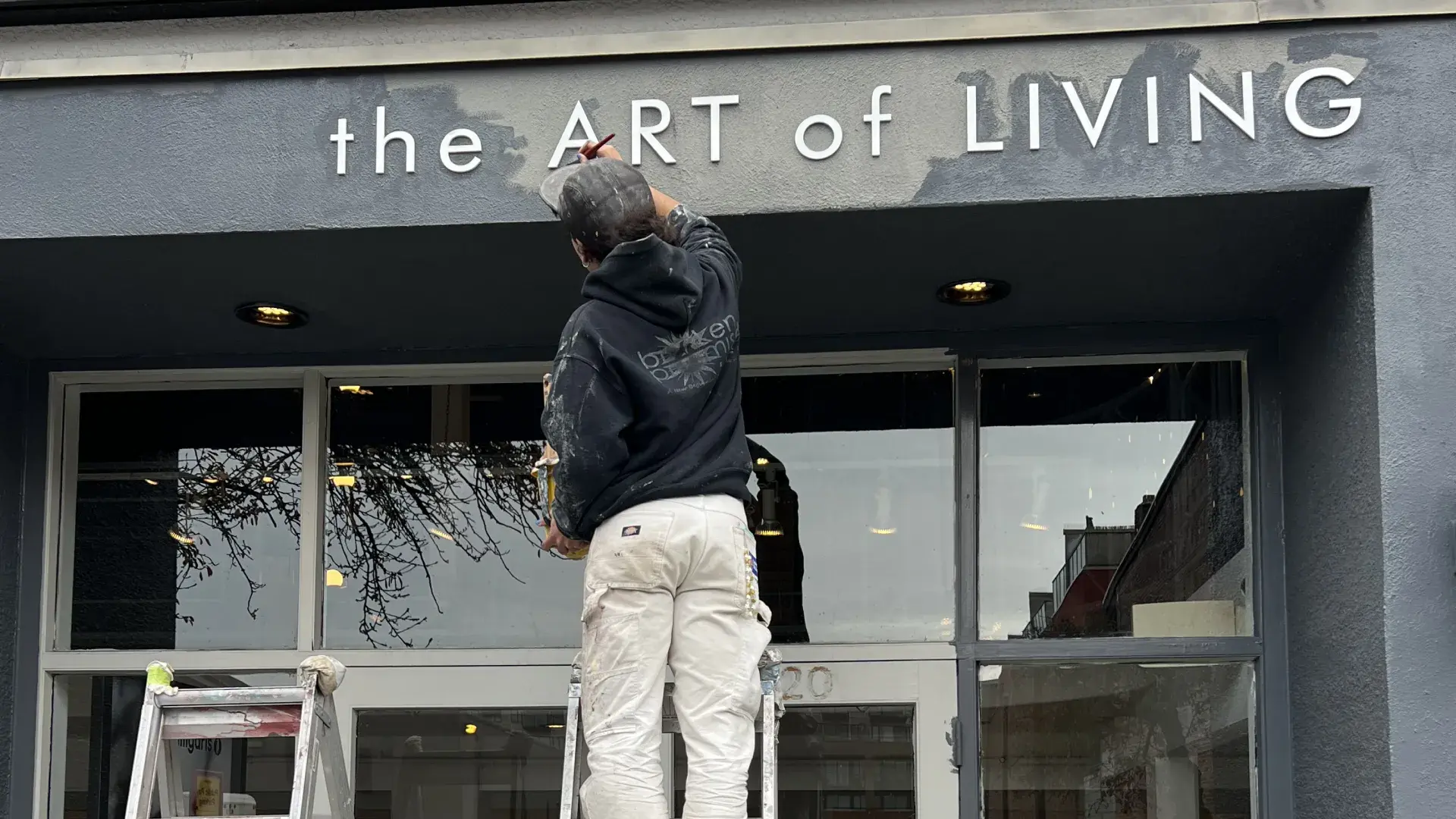 Flow Painting crew repainting a commercial office in Victoria