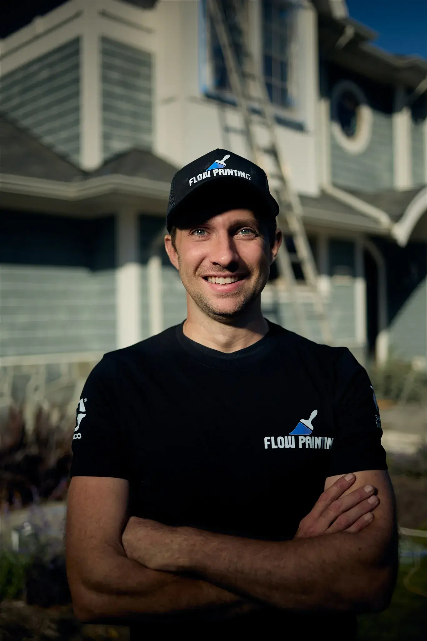 Flow Painting crew member on a Greater Victoria job site