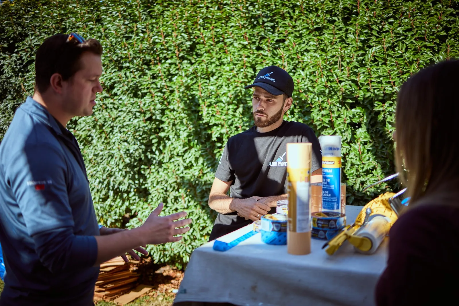 Flow Painting crew applying exterior paint to Victoria BC residential home