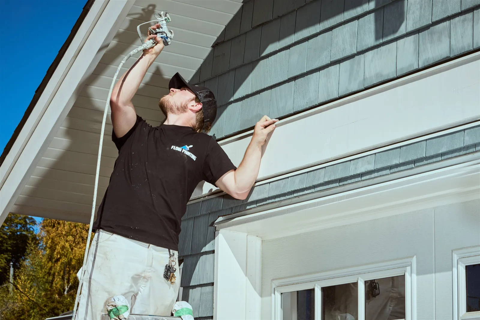 Detailed exterior trim painting work on Victoria heritage home