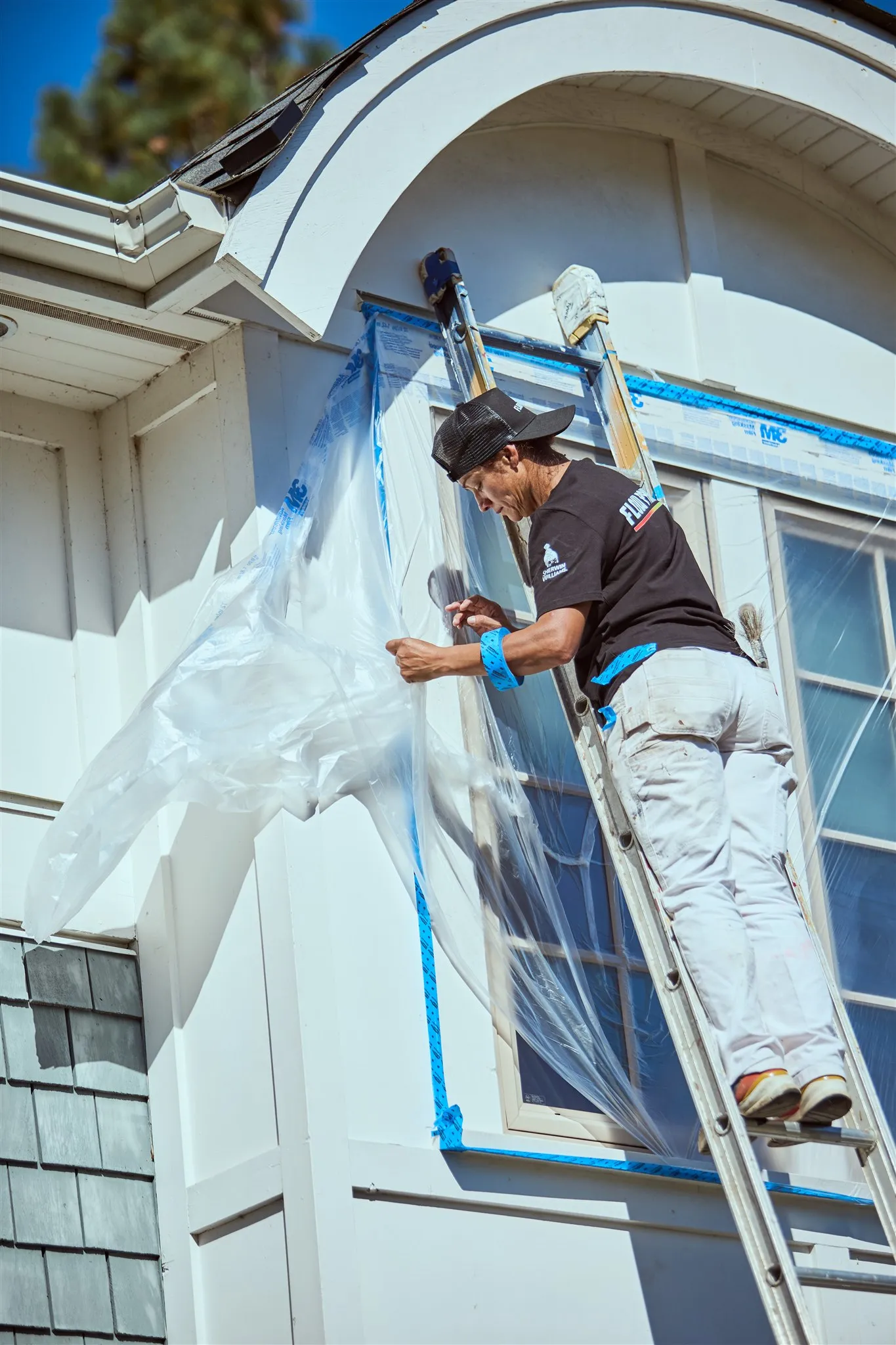 Detailed exterior trim painting work on Victoria heritage home