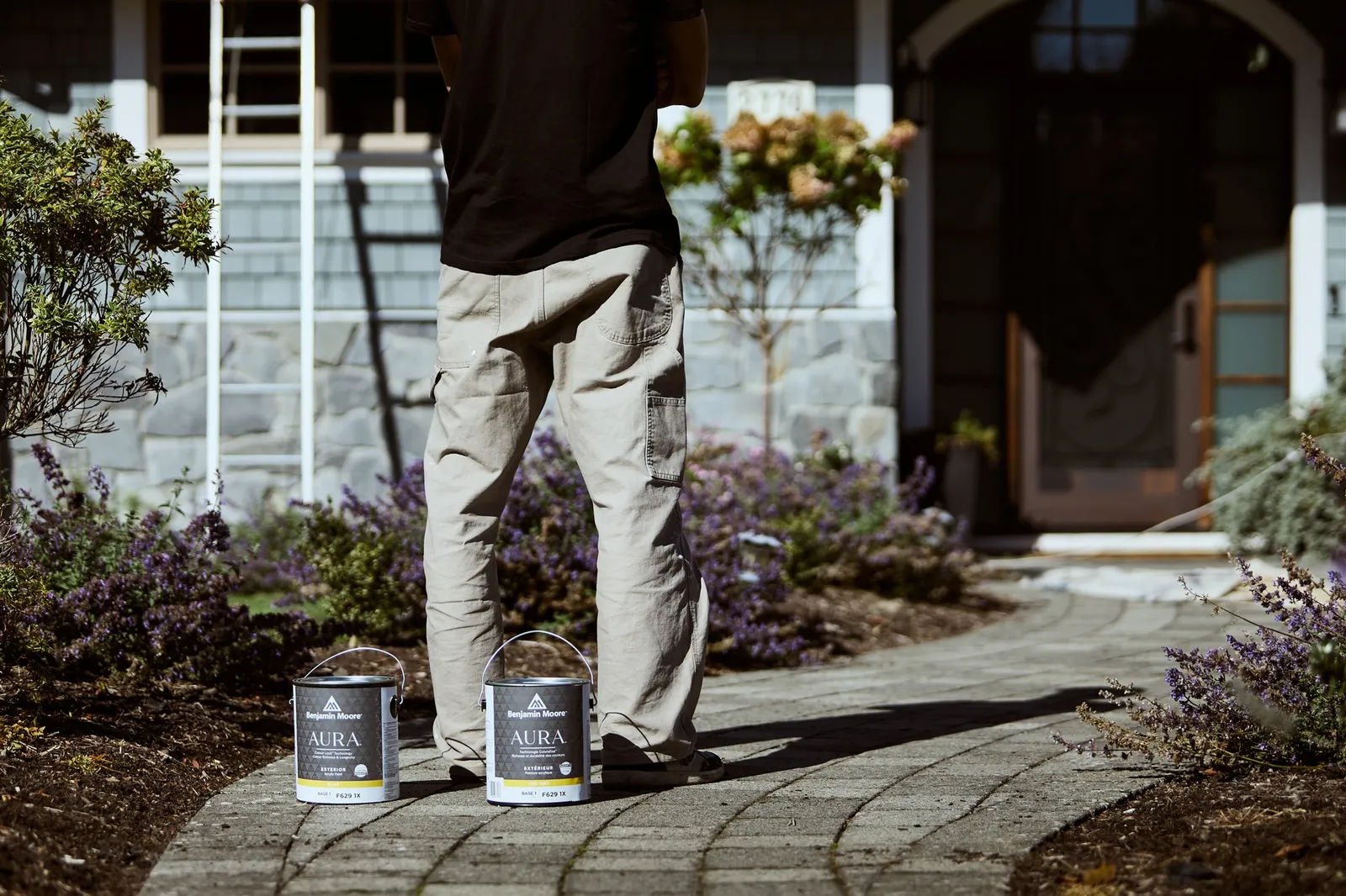 Flow Painting crew applying exterior paint to Victoria BC residential home