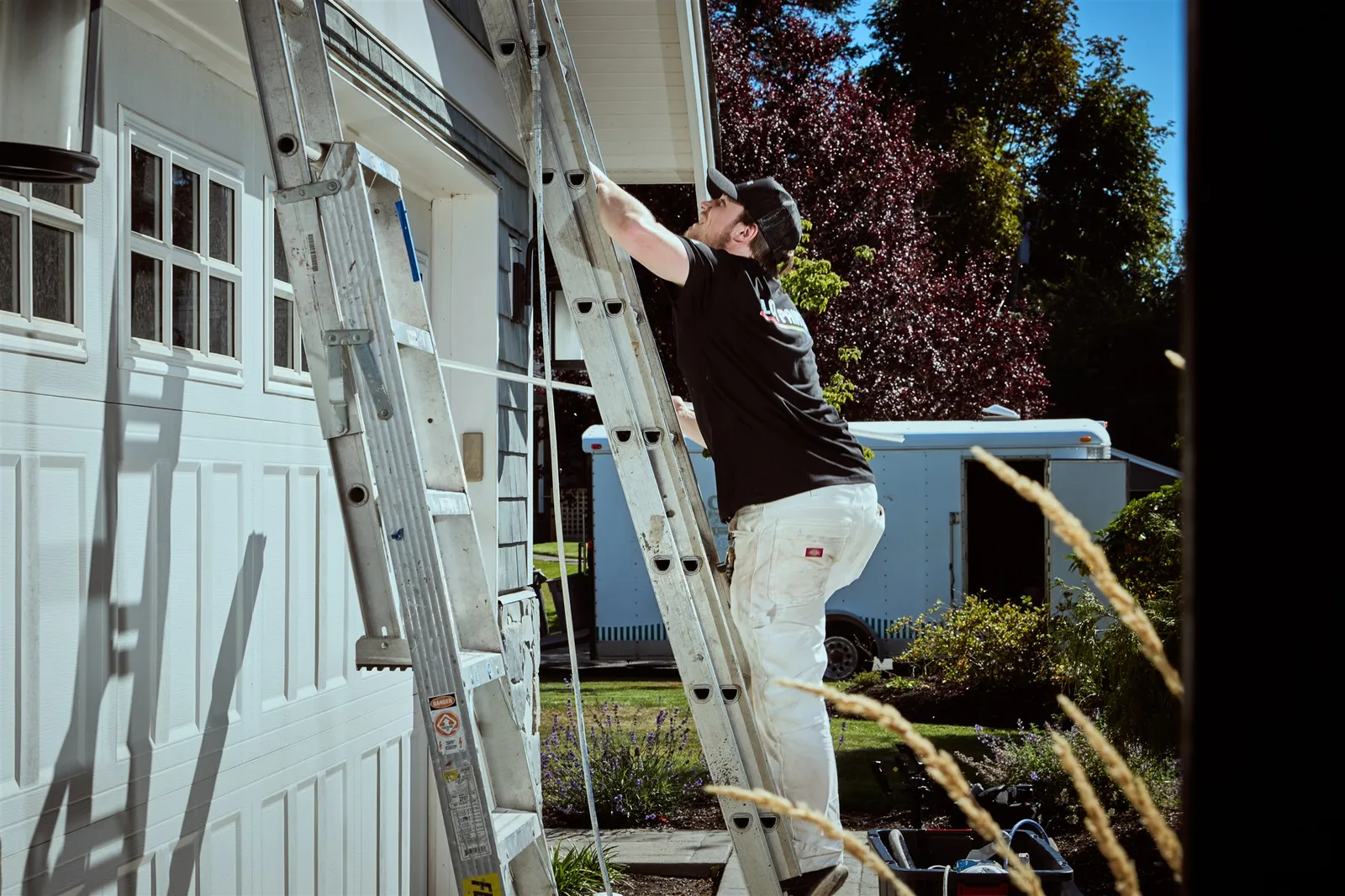 Detailed exterior trim painting work on Victoria heritage home