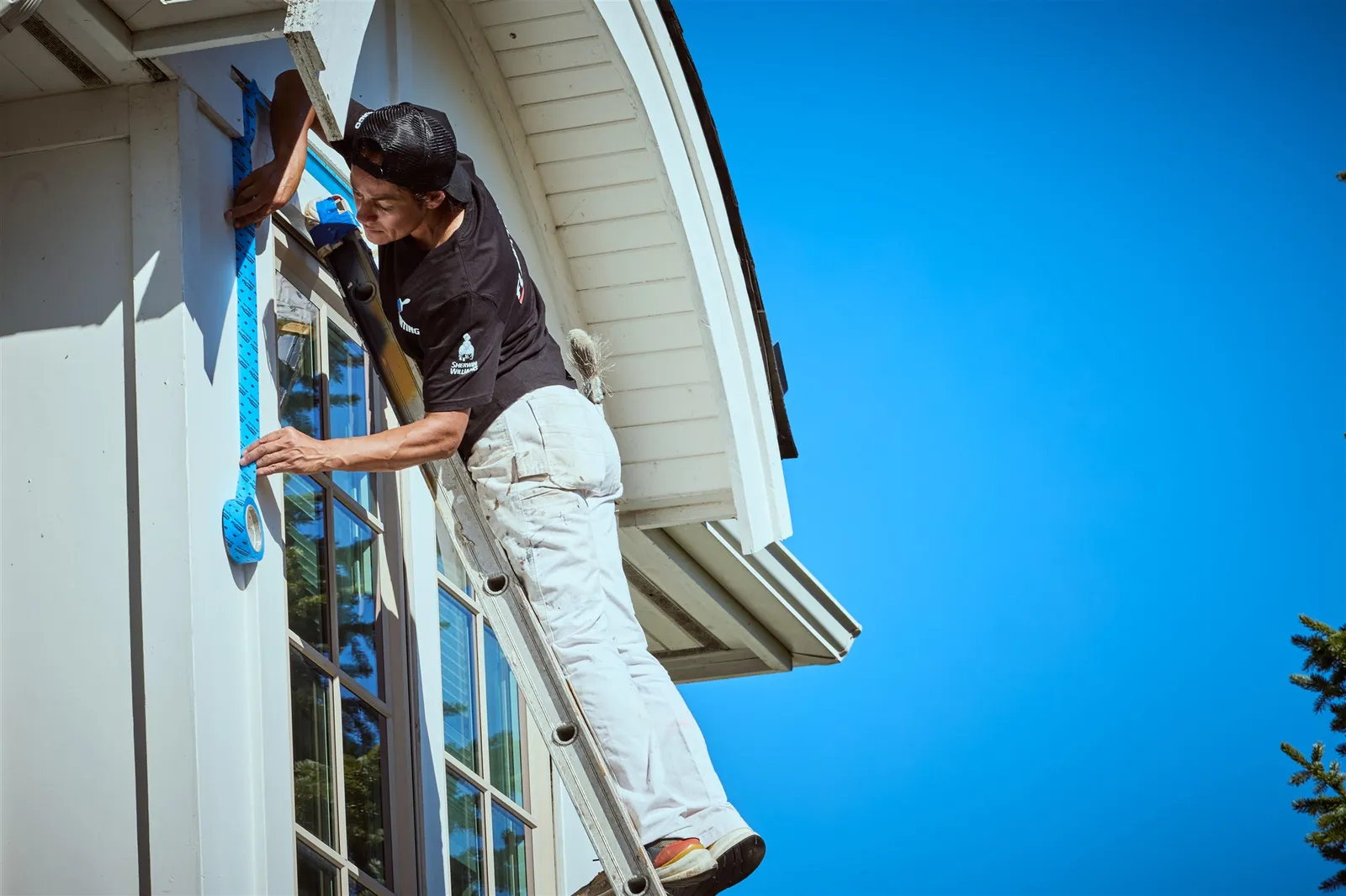 Detailed exterior trim painting work on Victoria heritage home