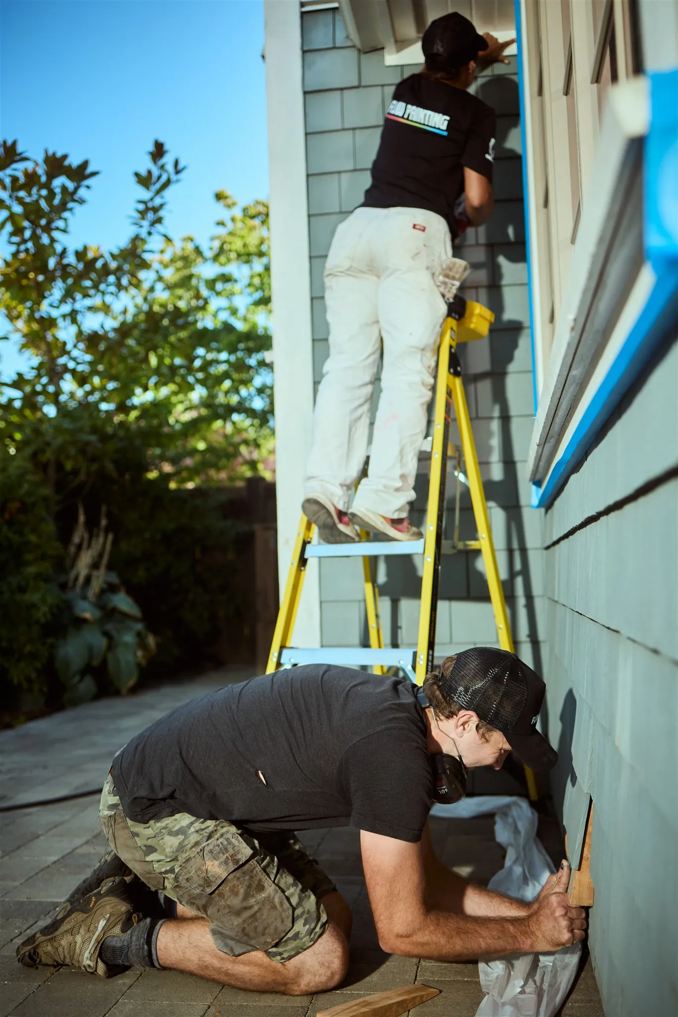 Detailed exterior trim painting work on Victoria heritage home