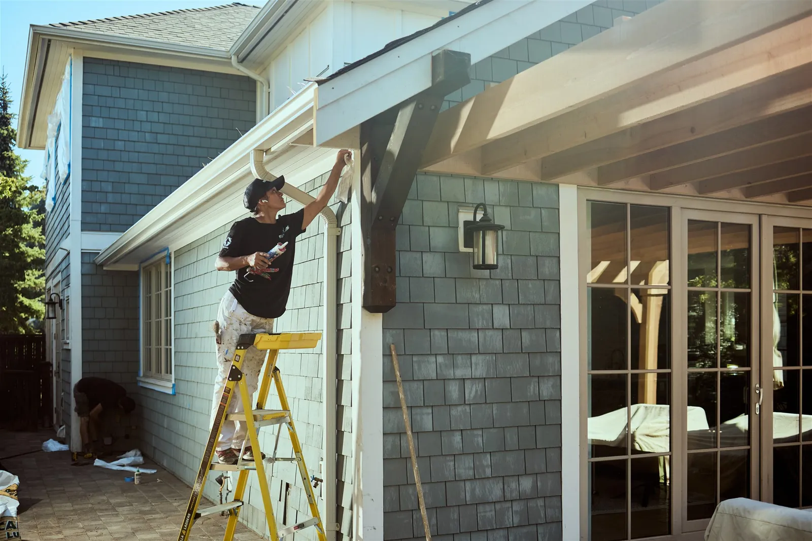 Detailed exterior trim painting work on Victoria heritage home