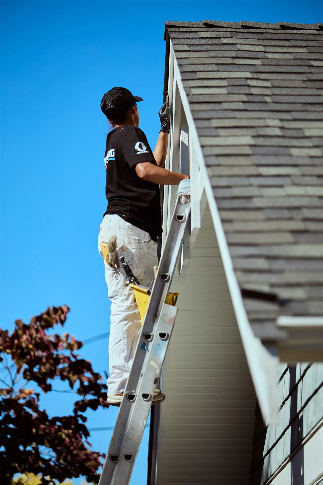 Professional painters working on house exterior painting project in Victoria