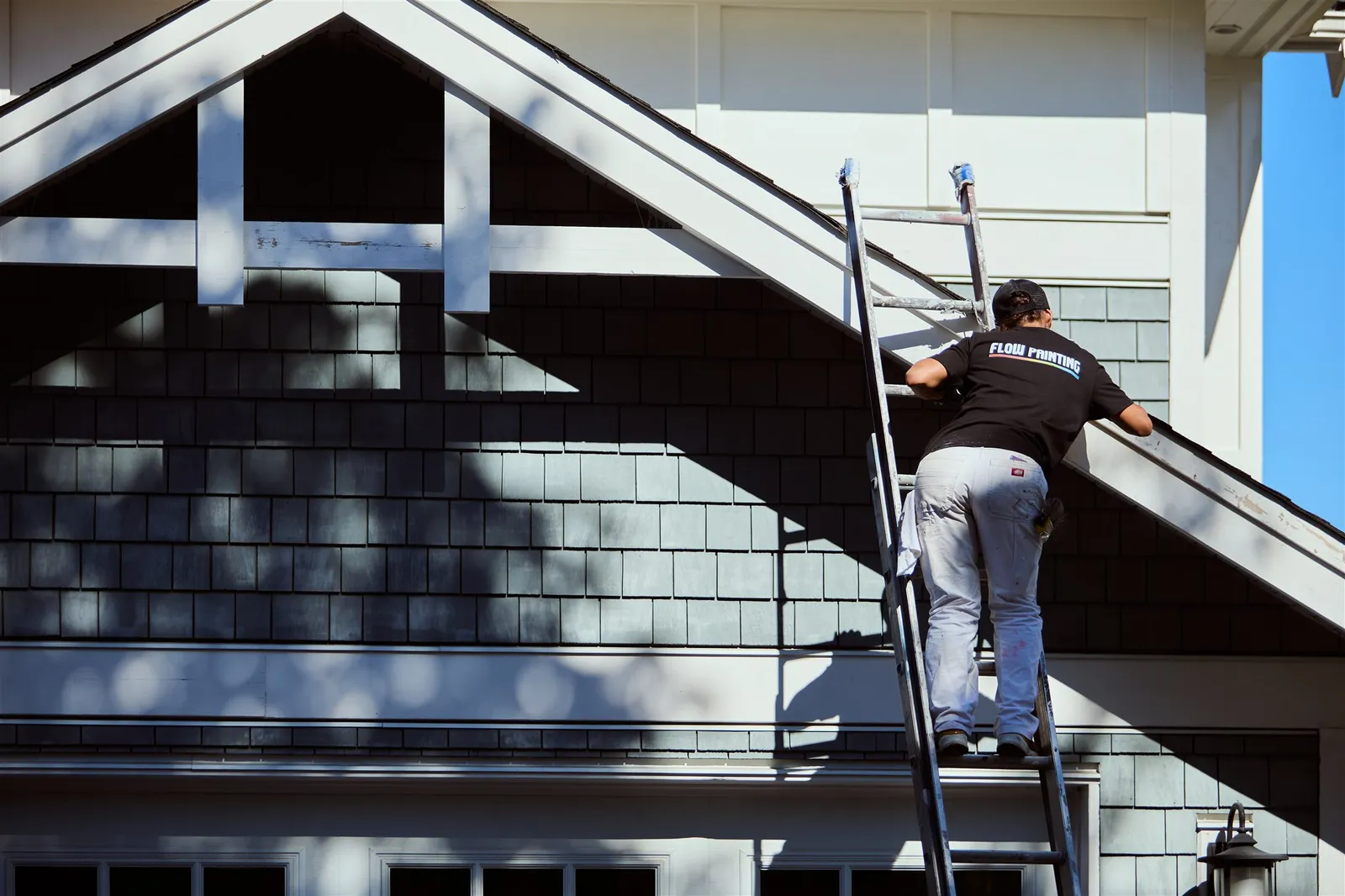 Detailed exterior trim painting work on Victoria heritage home