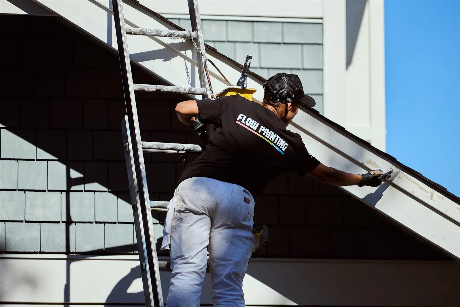 Detailed exterior trim painting work on Victoria heritage home